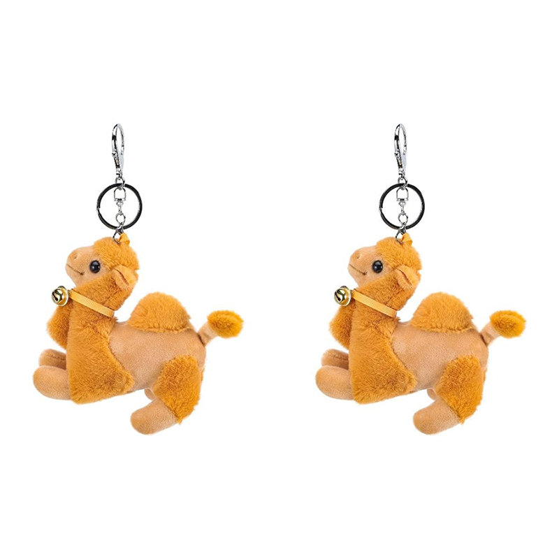 2pcs Plush Camel Keychain Stuffed Animal Toy Adorable Backpack Hanging Pendant