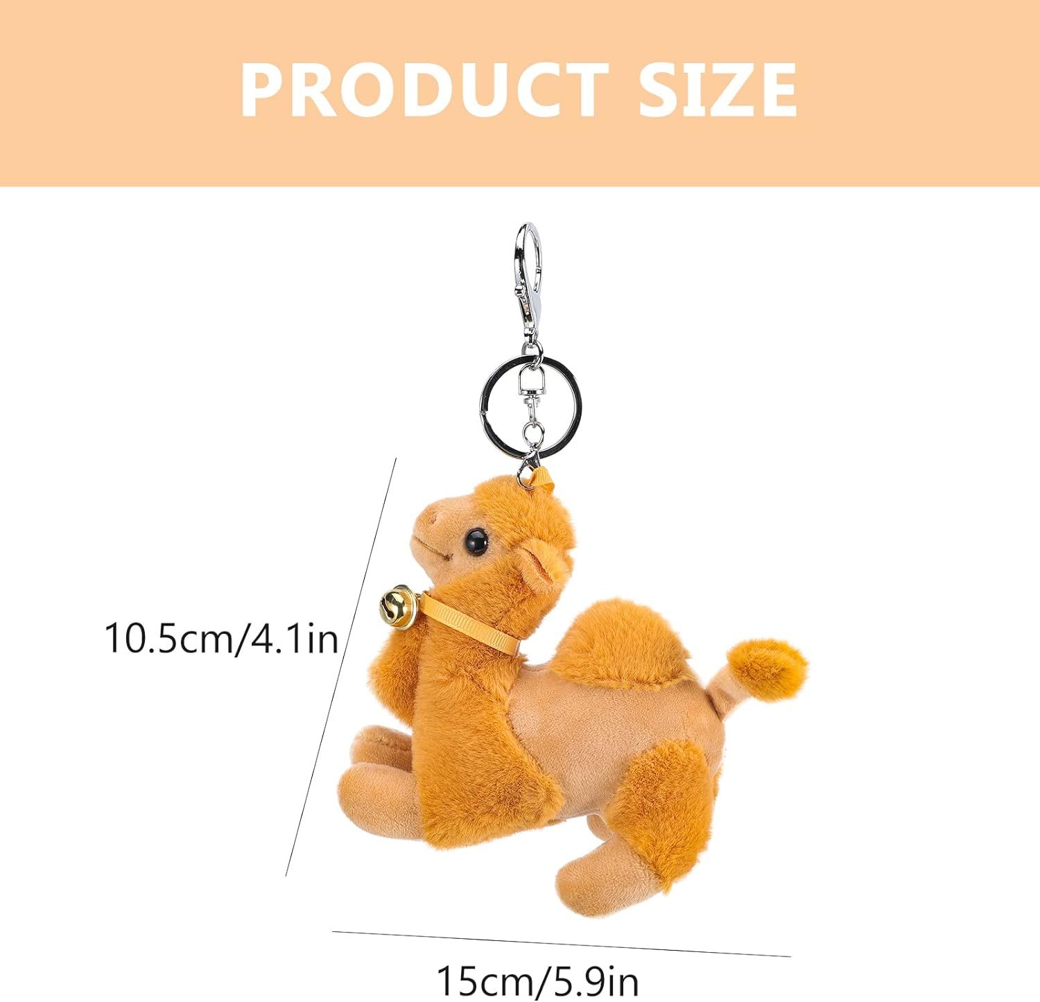 2pcs Plush Camel Keychain Stuffed Animal Toy Adorable Backpack Hanging Pendant