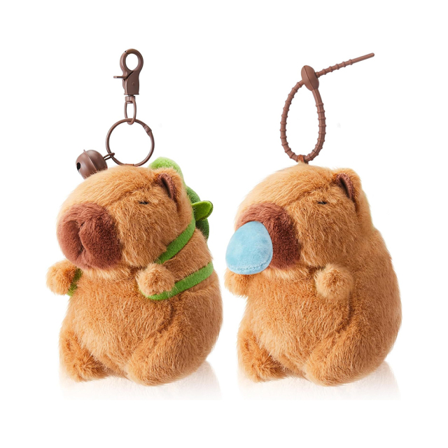 2 Pcs Capybara Plush Keychain Toy Realistic Capybara Stuffed Animals Toy Pendant for Backpack Birthday Gift