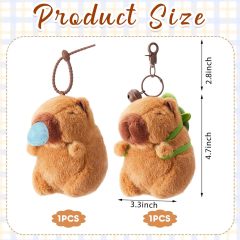2 Pcs Capybara Plush Keychain Toy Realistic Capybara Stuffed Animals Toy Pendant for Backpack Birthday Gift
