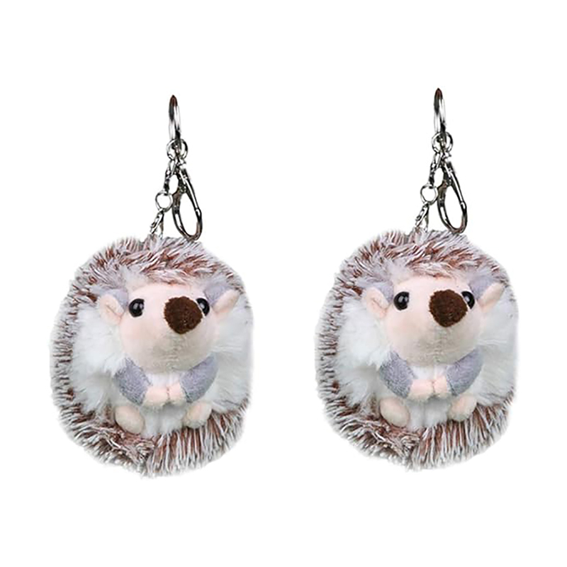 2pcs Hedgehog Plush Keychain Cute Stuffed Animal Toy Key Ring
