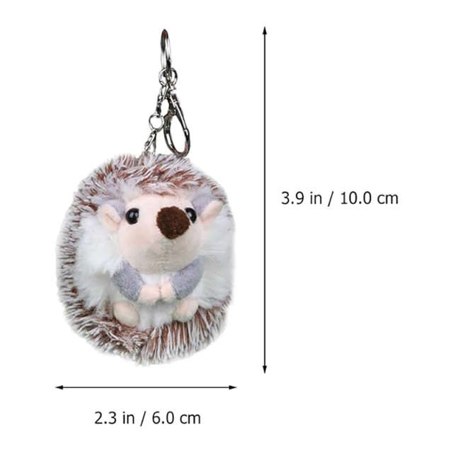 2pcs Hedgehog Plush Keychain Cute Stuffed Animal Toy Key Ring