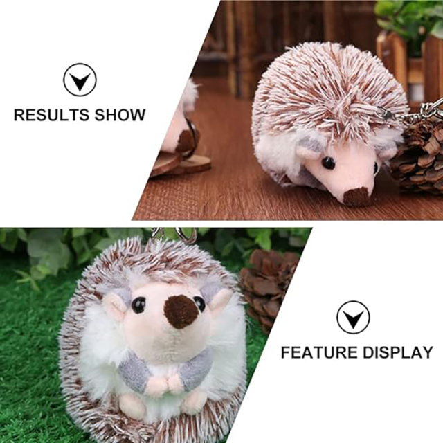 2pcs Hedgehog Plush Keychain Cute Stuffed Animal Toy Key Ring