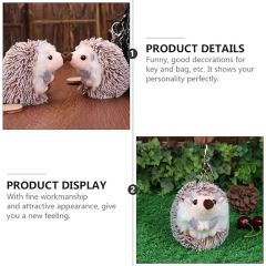 2pcs Hedgehog Plush Keychain Cute Stuffed Animal Toy Key Ring