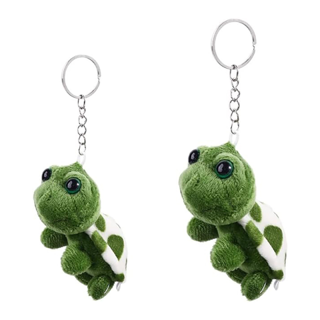 2PCS Cartoon Mini Turtle Shape Plush Keychain Cute Animal Pendant