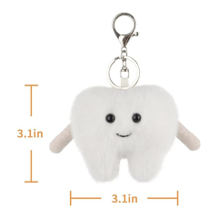 Tooth Cute Keychain, Soft Stuffed Plush Keychain Toys for Kids’ Backpack, Purse, 3.9Inches