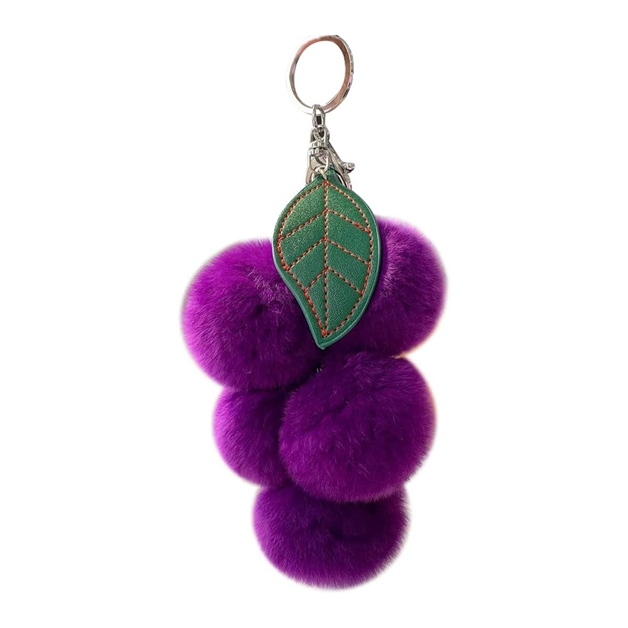 Grape Bunch Keychain Plush Pompon Grape Keychain Bag Accessories