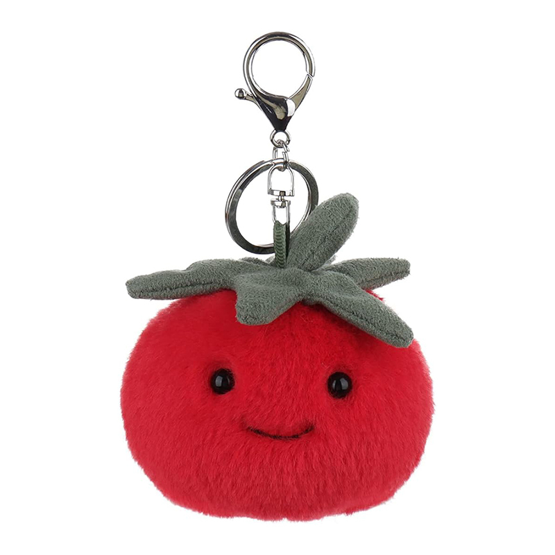 4" Red Tomato Stuffed Vegetable Soft Plush Keychain for Kids Bag, Purse, Backpack, Handbag