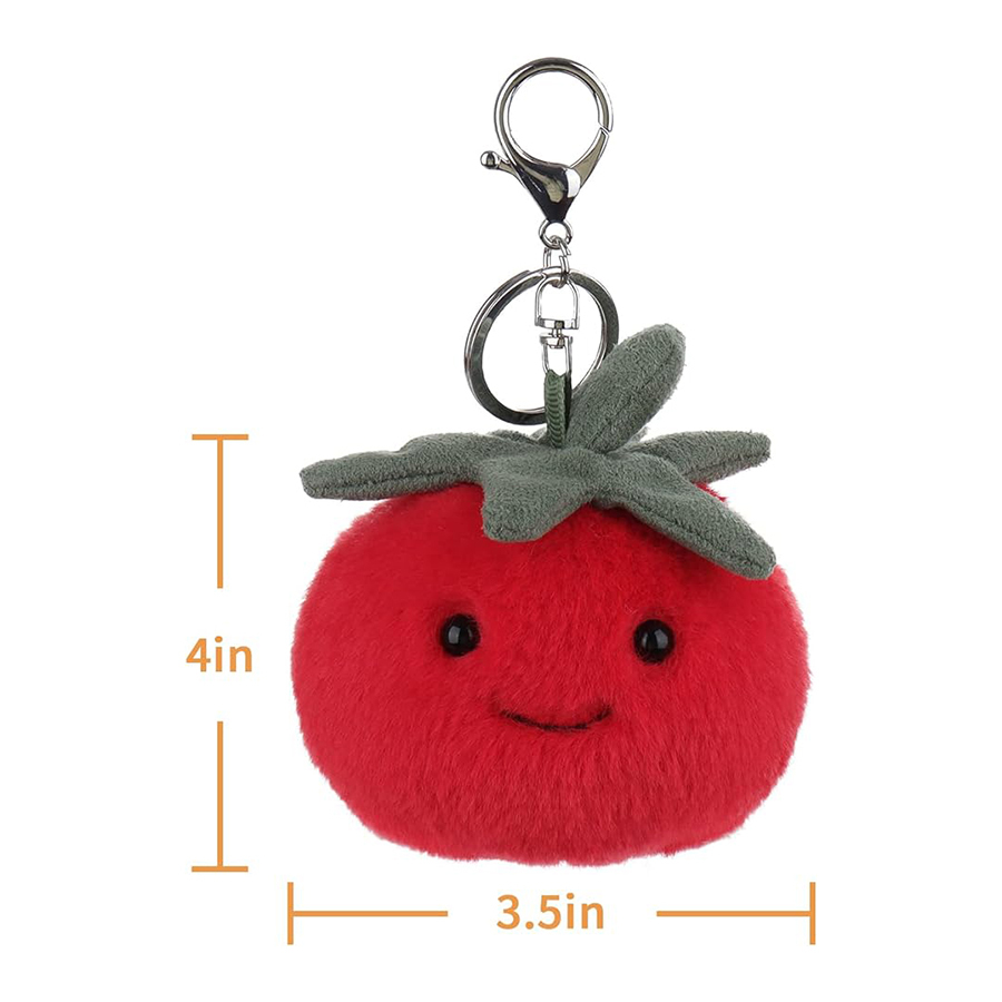 4" Red Tomato Stuffed Vegetable Soft Plush Keychain for Kids Bag, Purse, Backpack, Handbag