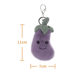 Stylish Purple Eggplant Plush Keychain Aubergine Key Ring Gifts