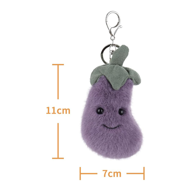 Stylish Purple Eggplant Plush Keychain Aubergine Key Ring Gifts