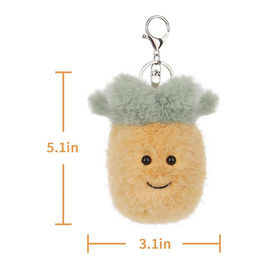 Pineapple Soft Stuffed Plush Keychain Toys for Kids’ Backpack, Purse, 3.9Inches
