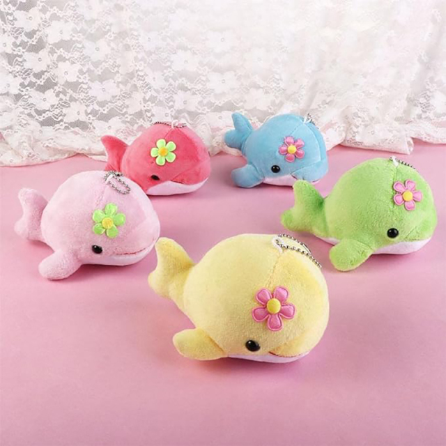 Soft Dolphin Plush Keychain Bag Pendants Tiny Dolphin Stuffed Animal Mini Backpack Key Ring