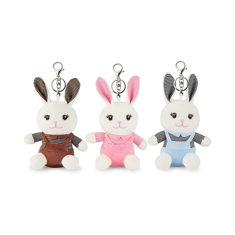 3 Pcs Small Stuffed Animals Rabbit Toy Cute Bunny Plush Toy with Keychain 4.8"
