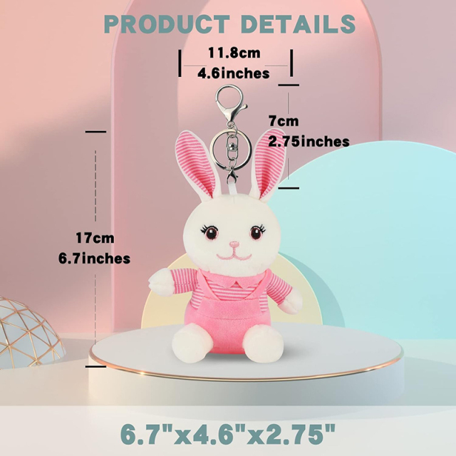 3 Pcs Small Stuffed Animals Rabbit Toy Cute Bunny Plush Toy with Keychain 4.8"