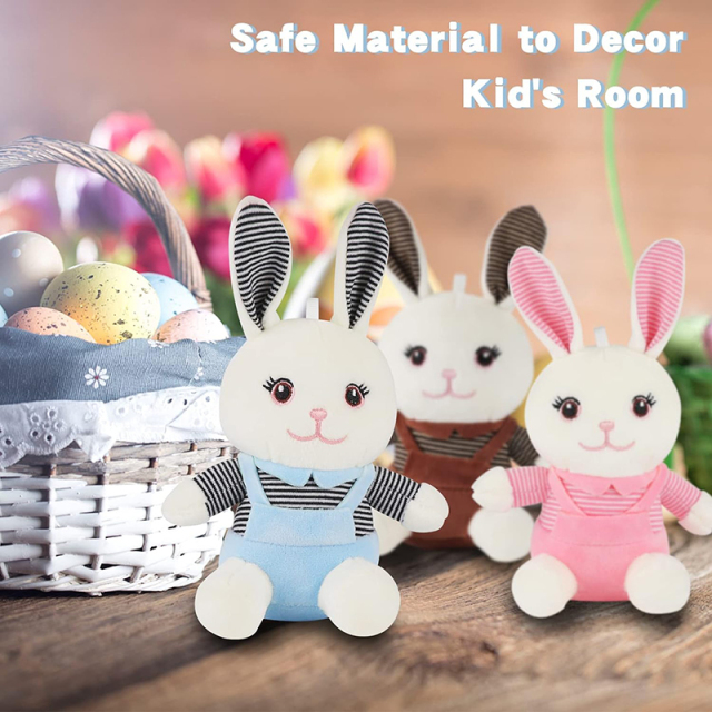 3 Pcs Small Stuffed Animals Rabbit Toy Cute Bunny Plush Toy with Keychain 4.8"