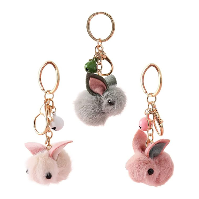 Cute Rabbit Plush Keychain Animals Keyring Charm Car Key Chain