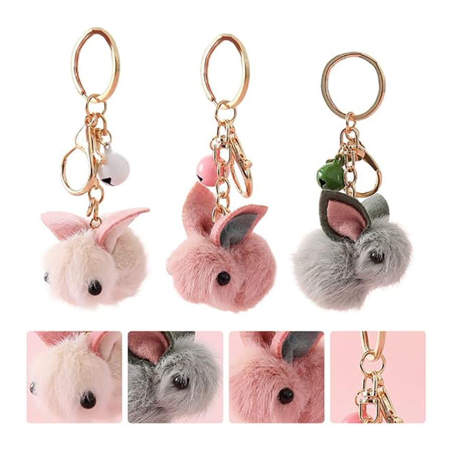 Cute Rabbit Plush Keychain Animals Keyring Charm Car Key Chain
