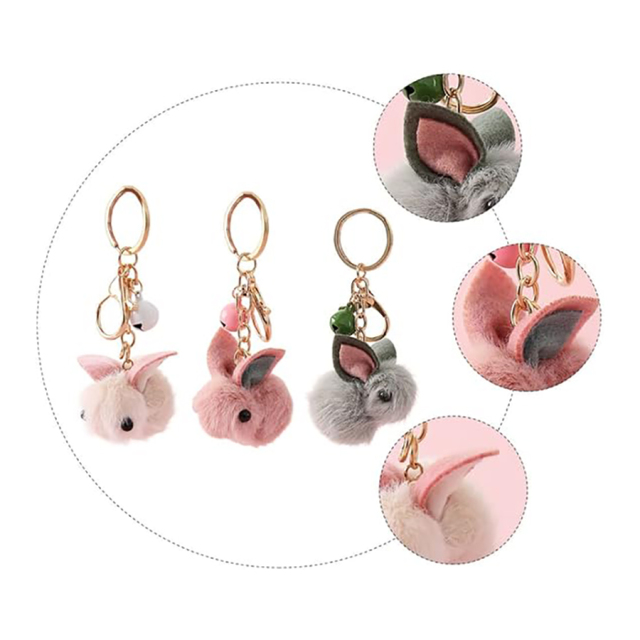 Cute Rabbit Plush Keychain Animals Keyring Charm Car Key Chain