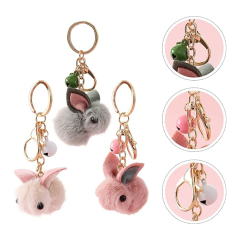 Cute Rabbit Plush Keychain Animals Keyring Charm Car Key Chain