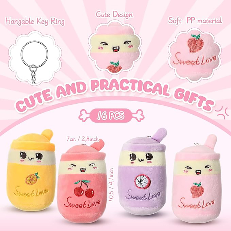 Boba Tea Keychain Plush Bubble Tea Stuffed Animal Milk Tea Key Ring