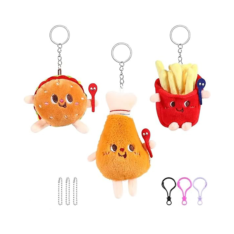Burger Chicken Leg French Fries Plush Toy Clip Cute Plush Pendant