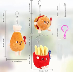 Burger Chicken Leg French Fries Plush Toy Clip Cute Plush Pendant