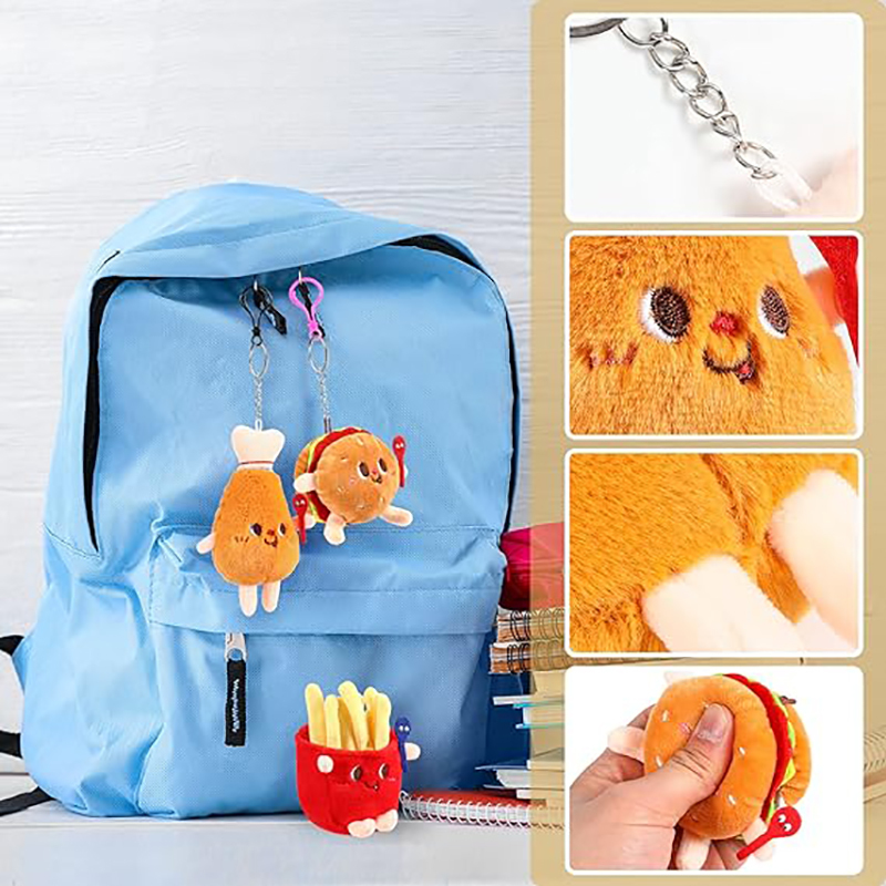 Burger Chicken Leg French Fries Plush Toy Clip Cute Plush Pendant