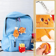 Burger Chicken Leg French Fries Plush Toy Clip Cute Plush Pendant