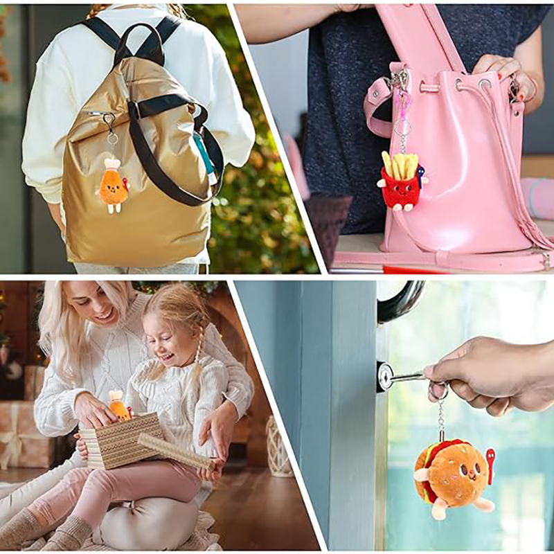 Burger Chicken Leg French Fries Plush Toy Clip Cute Plush Pendant