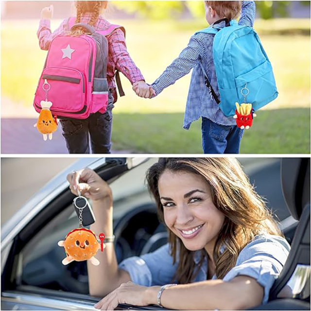 Burger Chicken Leg French Fries Plush Toy Clip Cute Plush Pendant