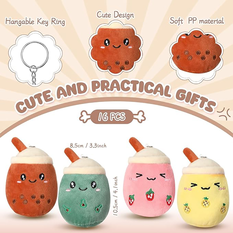 Boba Tea Keychain Plush Bubble Tea Key Ring Stuffed Animal Milk Tea Keychains