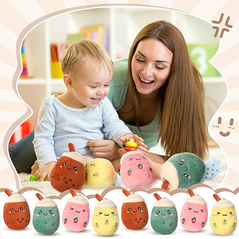 Boba Tea Keychain Plush Bubble Tea Key Ring Stuffed Animal Milk Tea Keychains