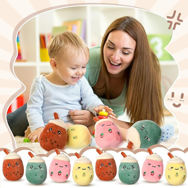 Boba Tea Keychain Plush Bubble Tea Key Ring Stuffed Animal Milk Tea Keychains