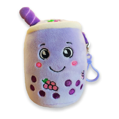Soft Cute Bubble Tea Keychain Stuffed Boba Milk Tea Backpack Pendant with Keychain, 5.5 inches
