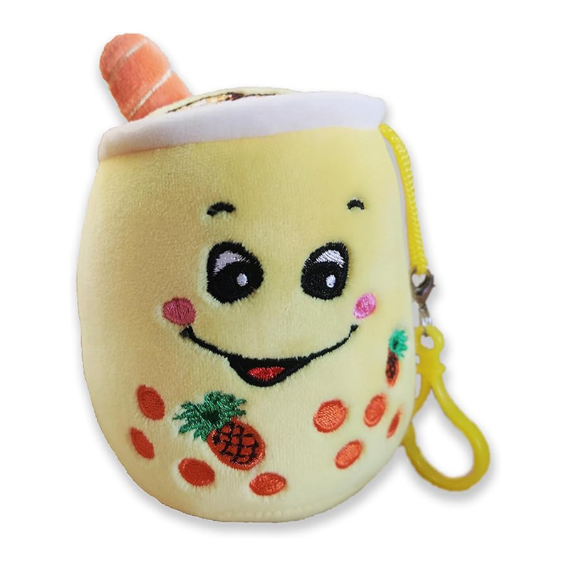 Soft Cute Bubble Tea Keychain Stuffed Boba Milk Tea Backpack Pendant with Keychain, 5.5 inches