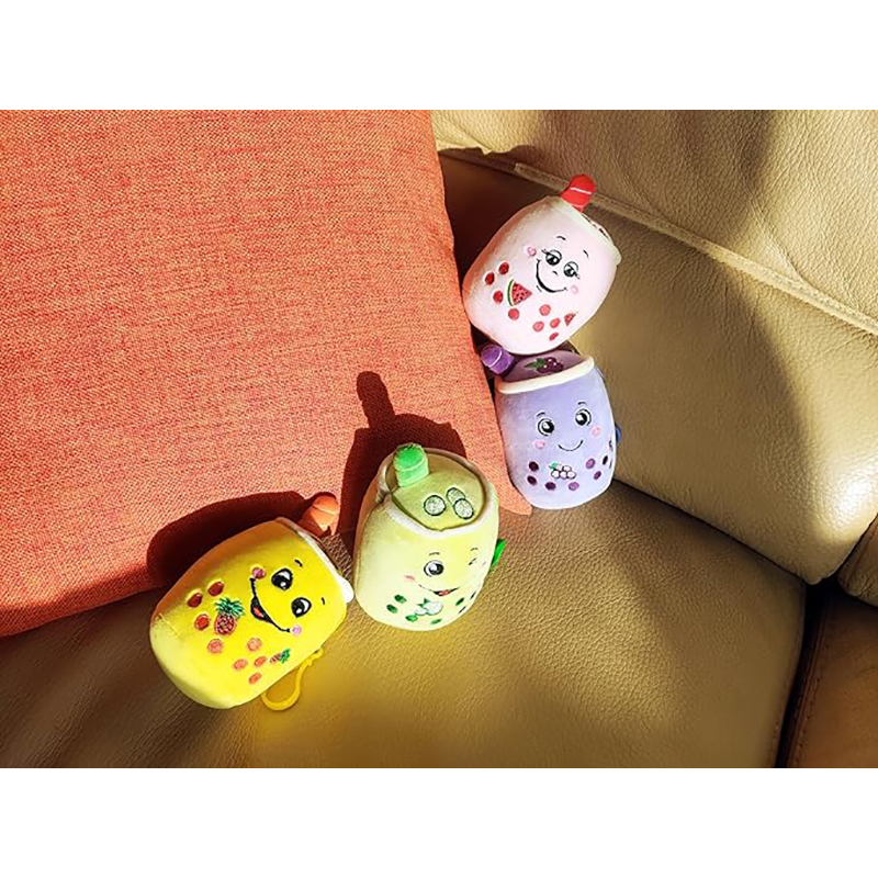 Soft Cute Bubble Tea Keychain Stuffed Boba Milk Tea Backpack Pendant with Keychain, 5.5 inches