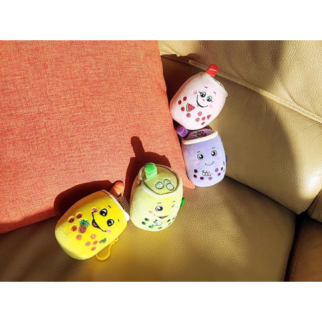 Soft Cute Bubble Tea Keychain Stuffed Boba Milk Tea Backpack Pendant with Keychain, 5.5 inches