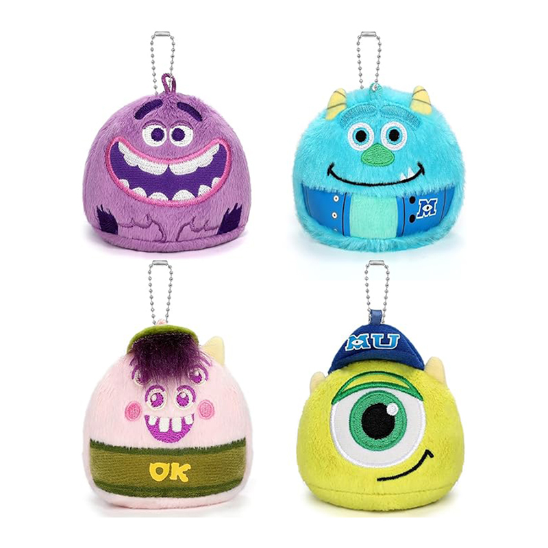 4PCS Monsters Keychain Cartoon Plush Pendant for Backpack School Bag Key Gift