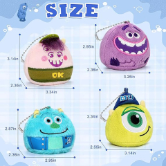 4PCS Monsters Keychain Cartoon Plush Pendant for Backpack School Bag Key Gift