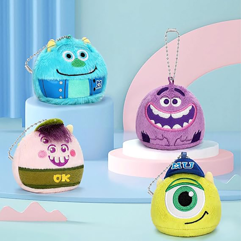 4PCS Monsters Keychain Cartoon Plush Pendant for Backpack School Bag Key Gift