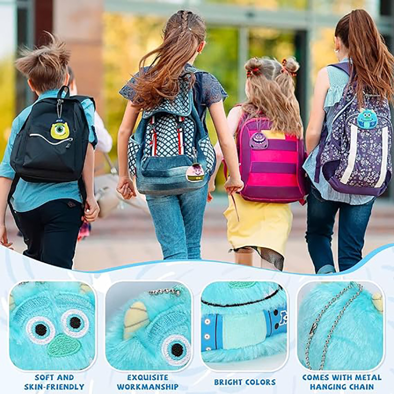 4PCS Monsters Keychain Cartoon Plush Pendant for Backpack School Bag Key Gift
