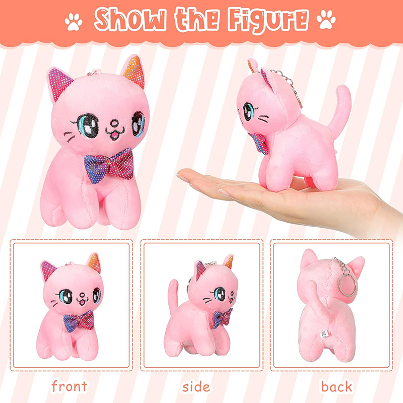 4 Inch Mini Plush Cat Ornaments Stuffed Doll Keychain Handbag Pendant