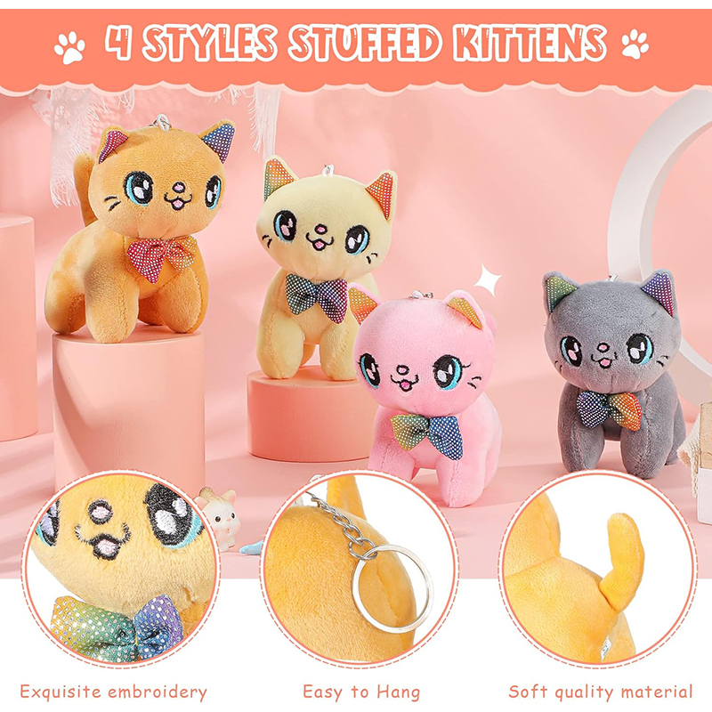 4 Inch Mini Plush Cat Ornaments Stuffed Doll Keychain Handbag Pendant