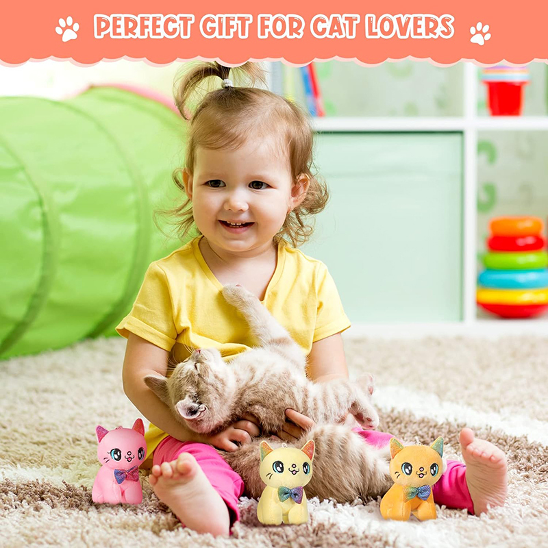 4 Inch Mini Plush Cat Ornaments Stuffed Doll Keychain Handbag Pendant