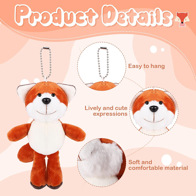 Cute Stuffed Animal Toy 4 Inch Mini Plush Fox Stuffed Keychain Handbag Pendant