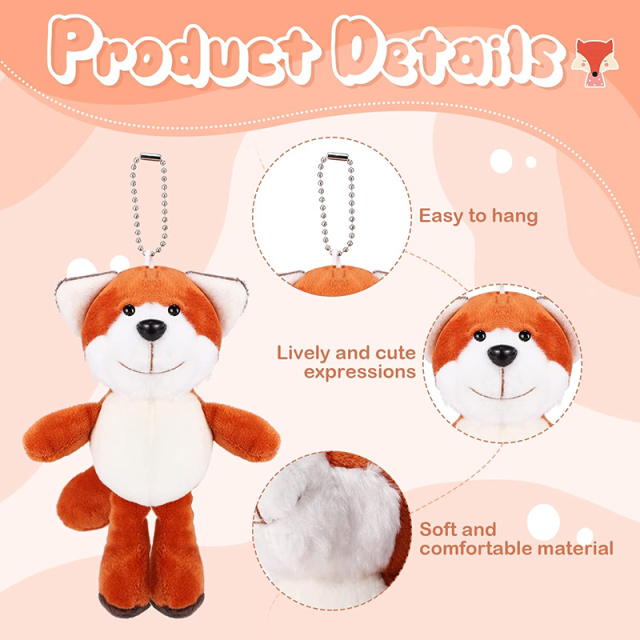 Cute Stuffed Animal Toy 4 Inch Mini Plush Fox Stuffed Keychain Handbag Pendant