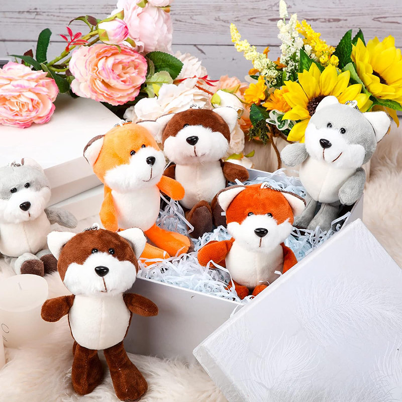 Cute Stuffed Animal Toy 4 Inch Mini Plush Fox Stuffed Keychain Handbag Pendant