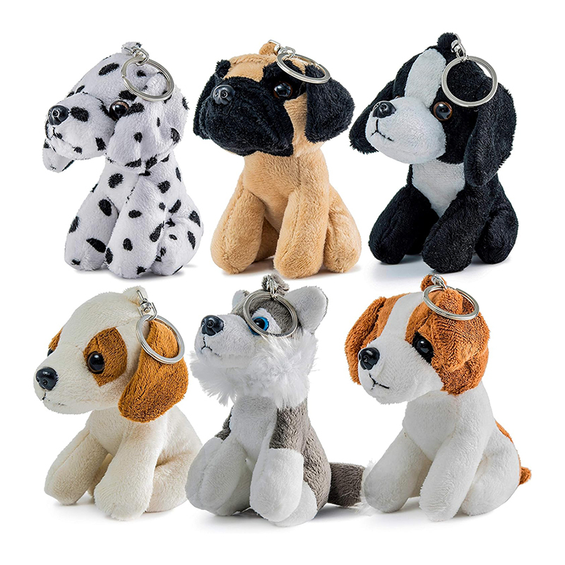 6 Small Dog Stuffed Animals with Keychains 5-Inch Cozy Cute Puppy Toys