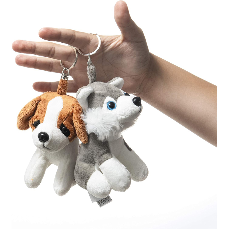 6 Small Dog Stuffed Animals with Keychains 5-Inch Cozy Cute Puppy Toys